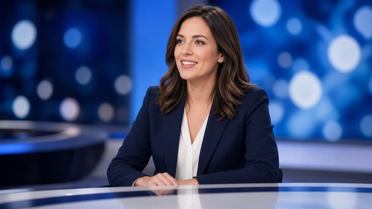 Founder interviewed on a TV news set