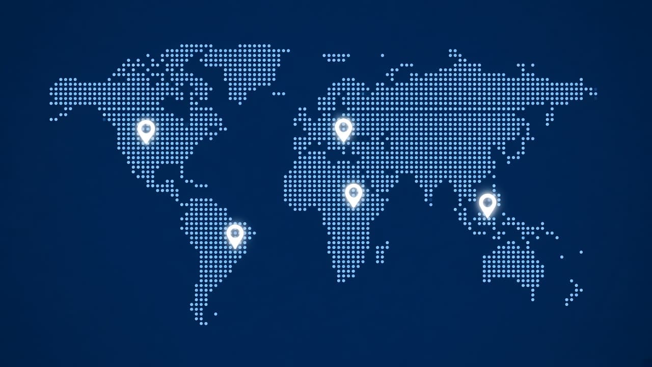 World map with markets marked